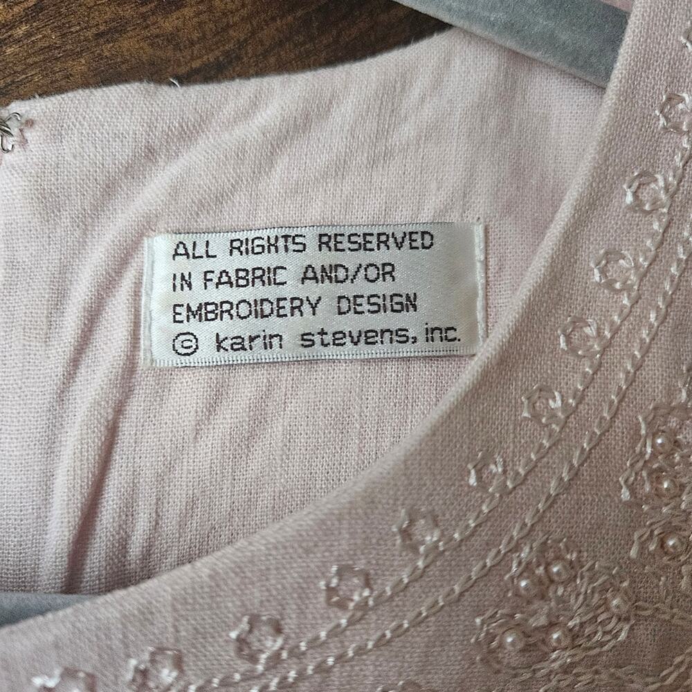 Vintage Karin Stevens Pink Embroidered Tea Dress | Mother of the Bride | 14 - Picture 7 of 8